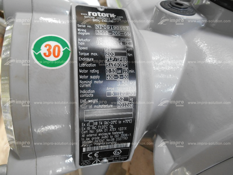 Installed Rotork actuator support image